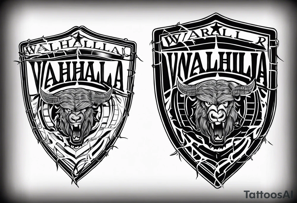 Wounded warrior valhalla shield barb wire tattoo idea