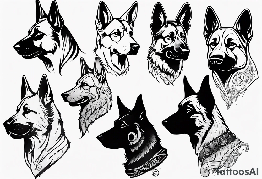 Snarling side profile German shepherd dog tattoo idea Snarling side profile German shepherd dog tattoo idea