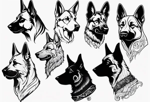 Snarling side profile German shepherd dog tattoo idea