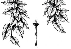 leaves dripping with ink around nipple tattoo idea