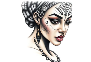 African goddess with tribal makeup tattoo idea