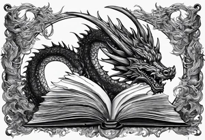 a book with pages falling out that turn into dragons tattoo idea