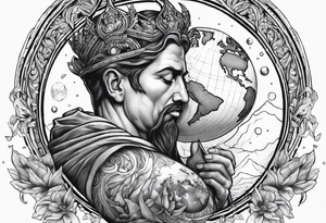 god holding the world in his hands crying tattoo idea
