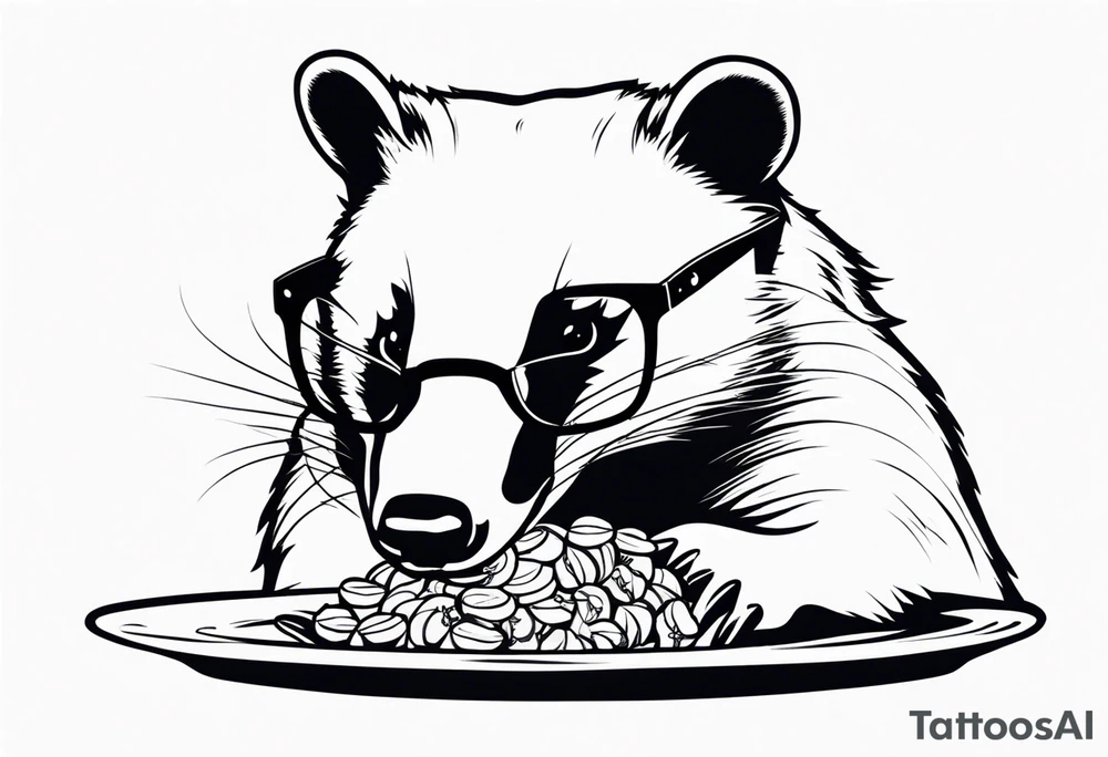 badger with glasses on eating tattoo idea