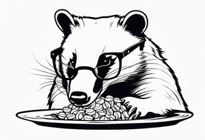 badger with glasses on eating tattoo idea