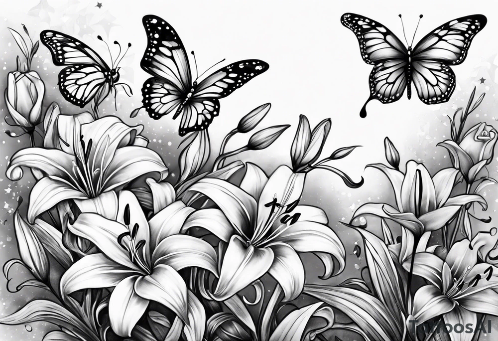 Children names stars lillies books fantasy butterflies tattoo idea