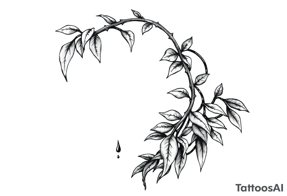 long twisted plant with long leaves, dripping like ink, growing up under the cleavage tattoo idea