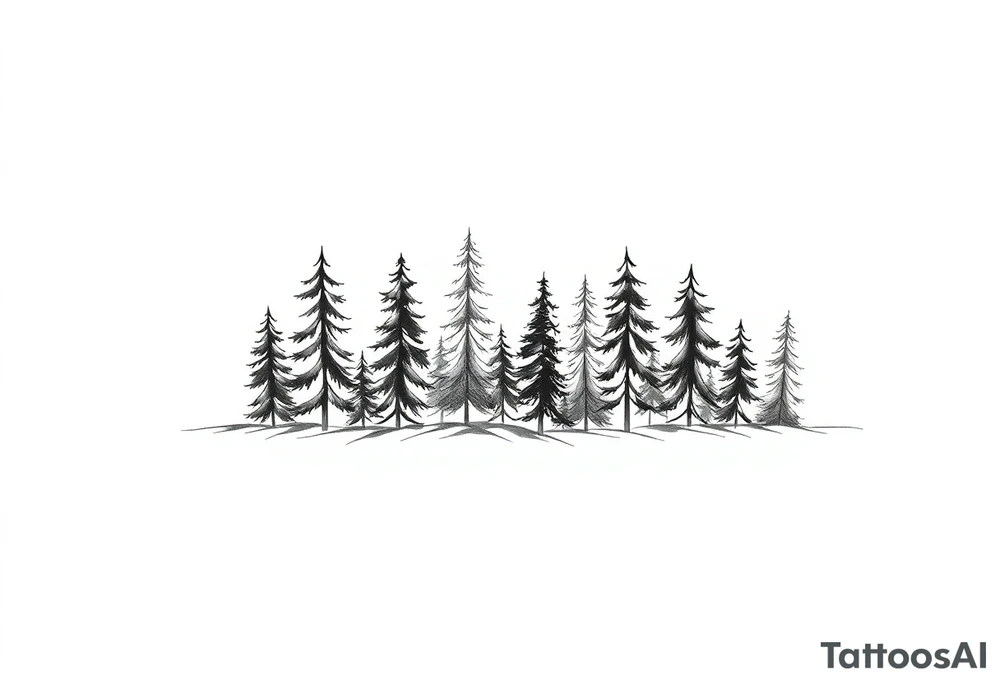 Coniferous forest tattoo sleeve black and gray tattoo idea