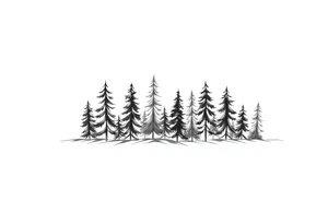 Coniferous forest tattoo sleeve black and gray tattoo idea