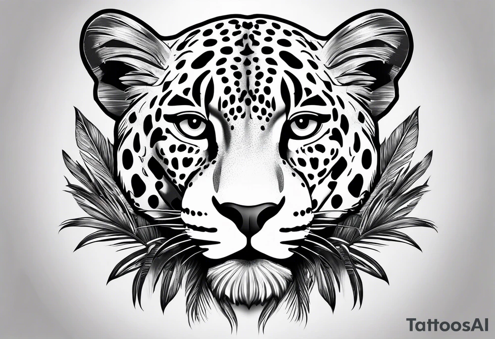 jaguar laying on palm tree tattoo idea