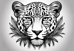 jaguar laying on palm tree tattoo idea