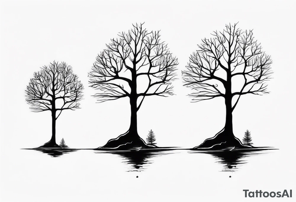 Three small trees together by the roots tattoo idea