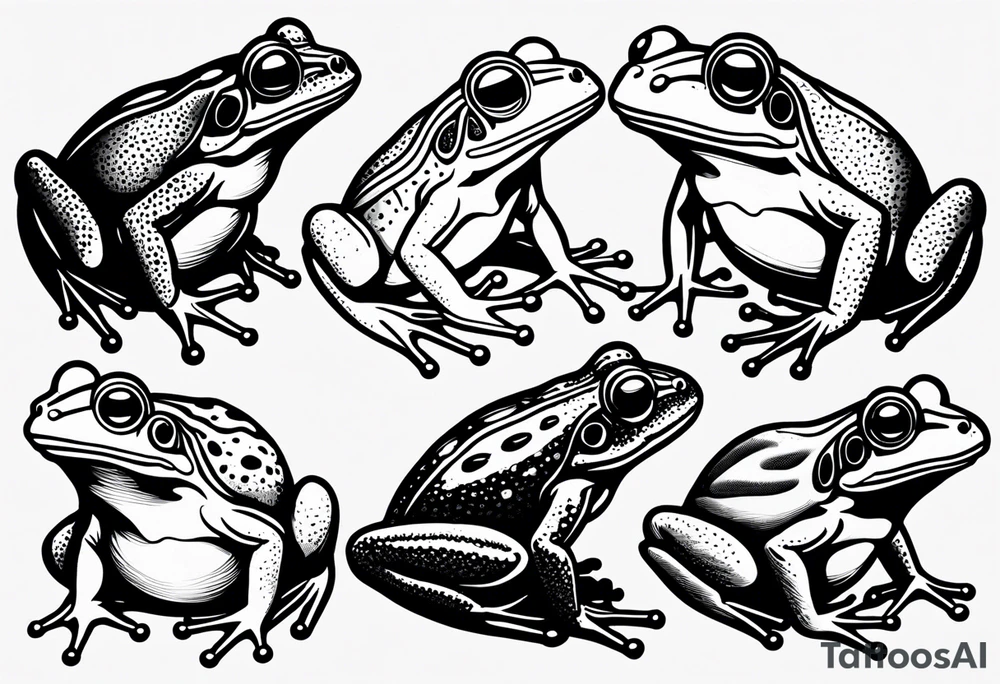 Variety of frogs flash sheet tattoo idea