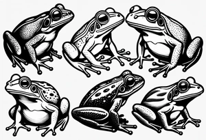 Variety of frogs flash sheet tattoo idea