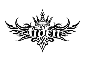 The name Aiden with a kings crown above the A tattoo idea