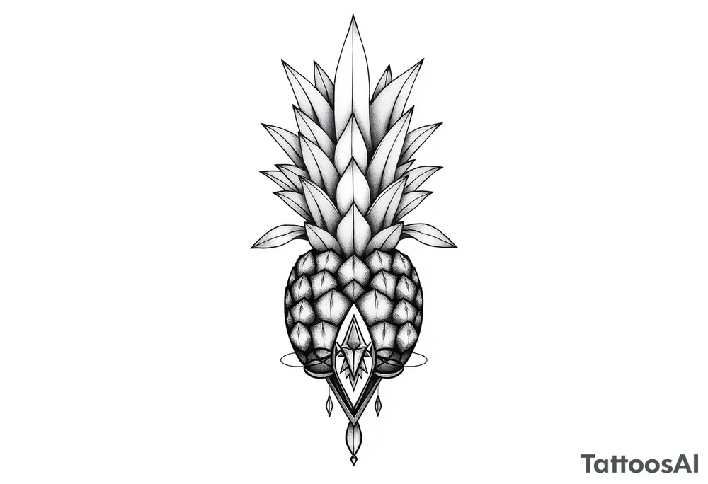 Bushy crown pineapple vagina, design to go over vagina , erotic vagina area design, anus to be at the bottom tattoo idea