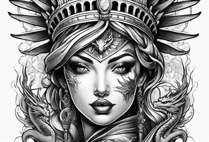 Hot girl as Statue of Liberty with dragon wrapped around neck tattoo idea