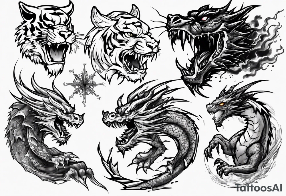 a war between tiger and dragon tattoo idea