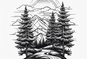 Tall thin pine trees tattoo idea