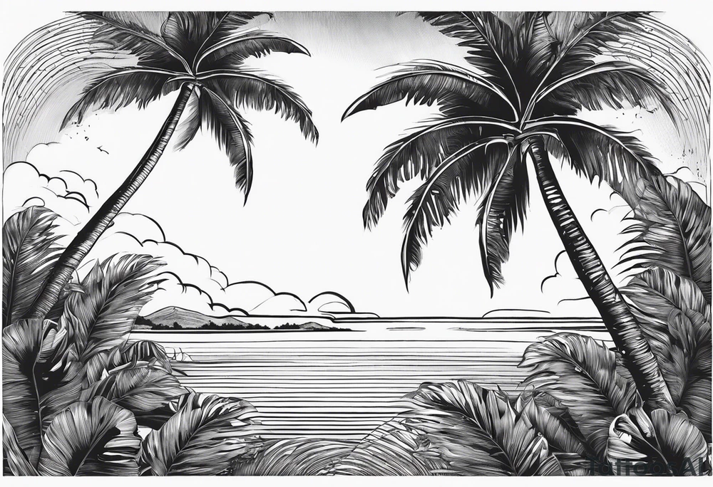 palm tree but switch leaves with human palms tattoo idea