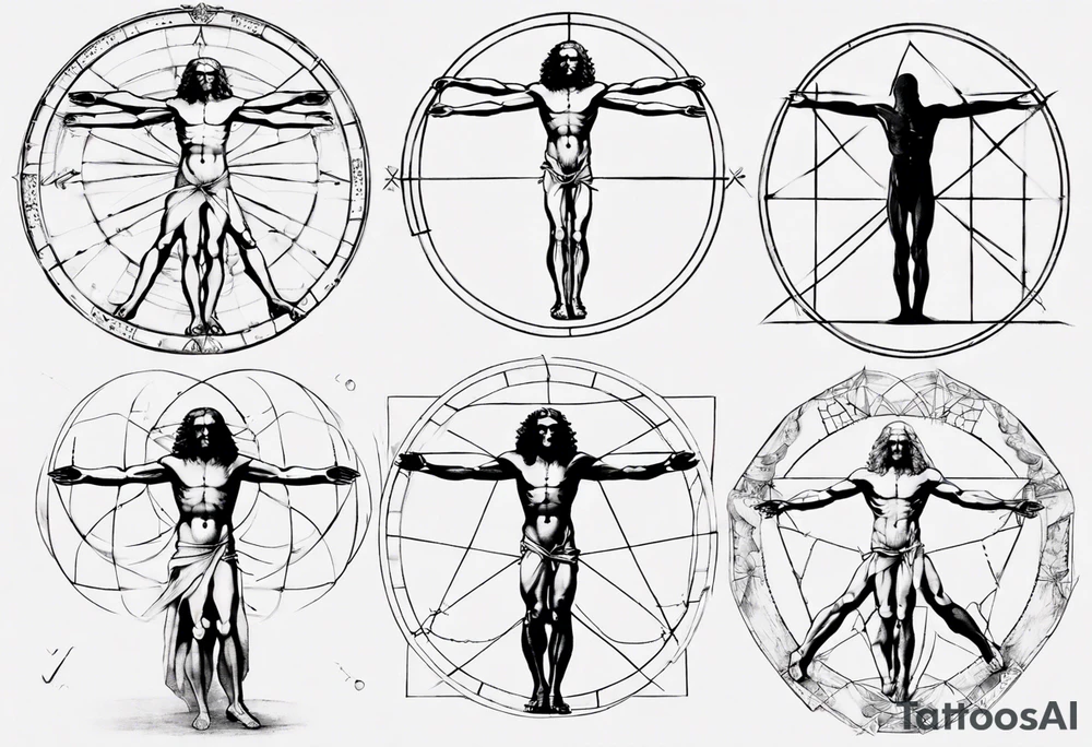 Leonardo da Vinci, Vitruvian man with emphasis on geometry tattoo idea