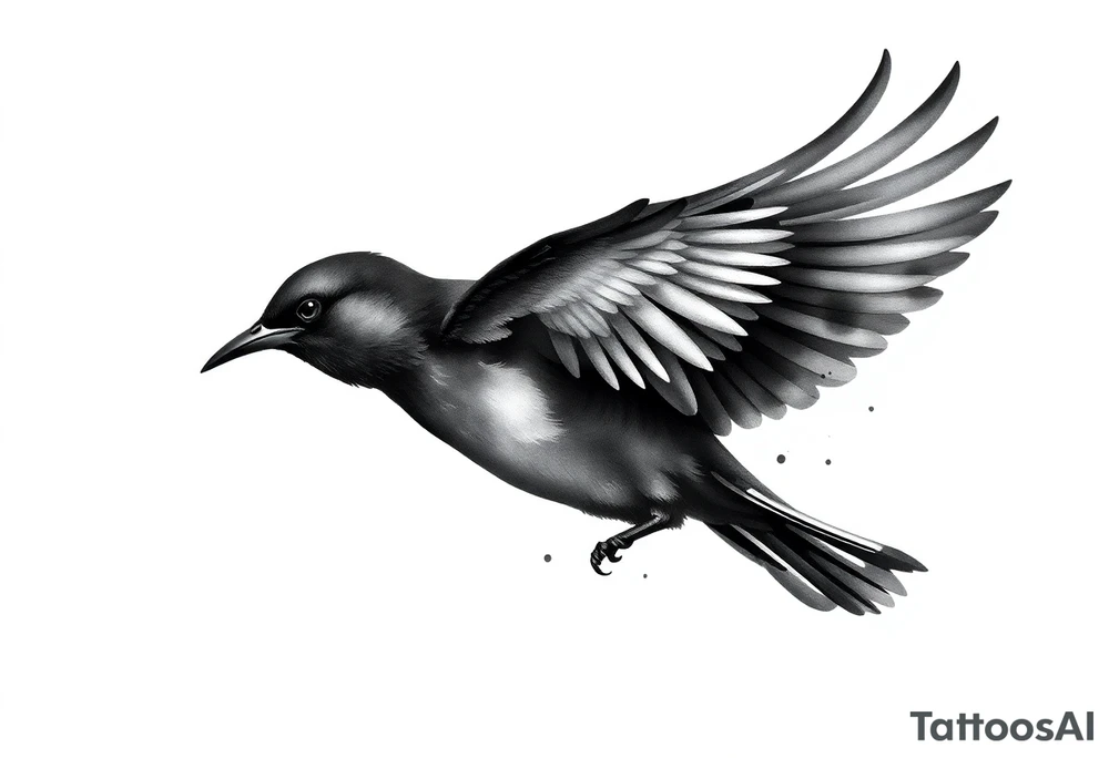 Male European Blackbird flying tattoo idea tattoo idea