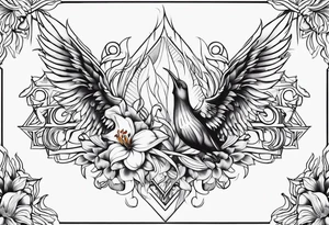 a fenix tattoo with flames and that blooms with madonna lily/s tattoo idea