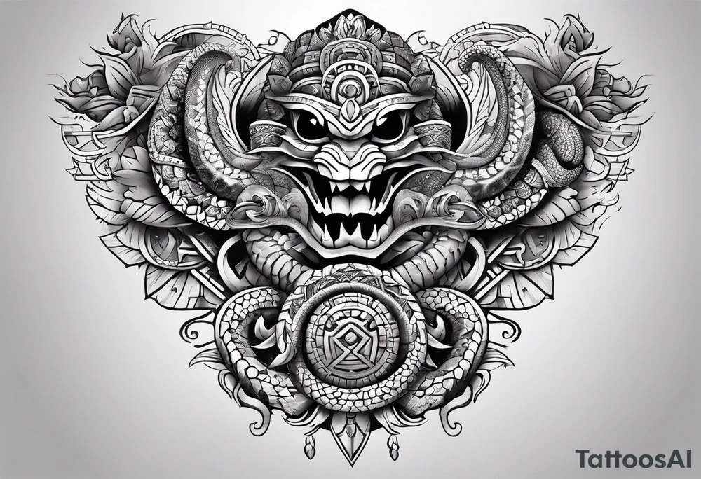 aztec snake sleeve tattoo idea