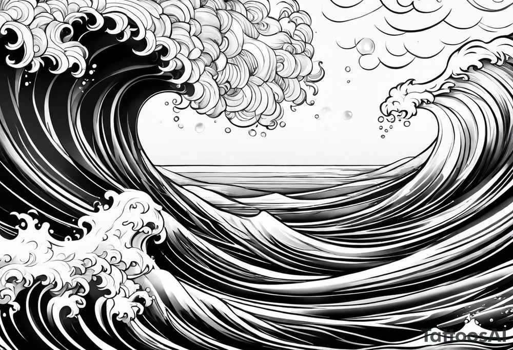 The sun with water wave tattoo idea
