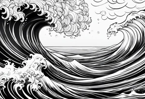 The sun with water wave tattoo idea