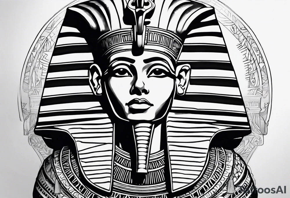 I want a Egyptian pharaoh skeleton in a headress facing the side full realistic detail for a tattoo tattoo idea
