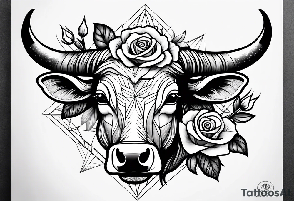Taurus constellation with stars and roses fine lines tattoo idea Taurus constellation with stars and roses fine lines tattoo idea