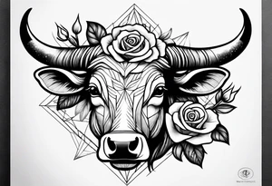 Taurus constellation with stars and roses fine lines tattoo idea