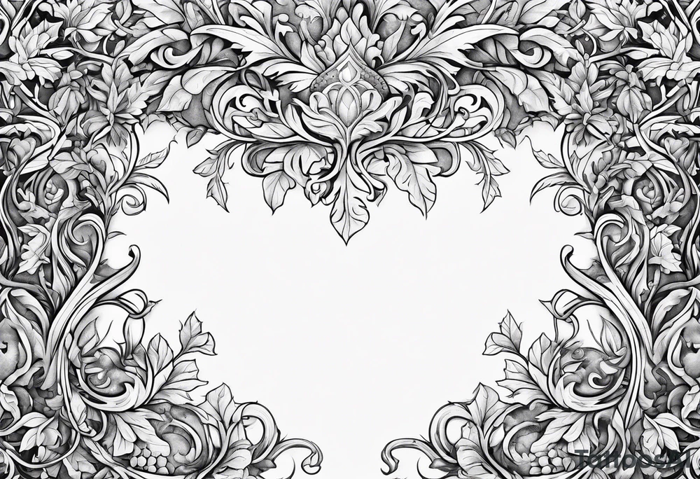 Leafy vines with sword tattoo idea