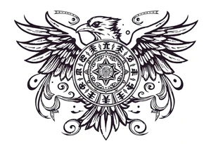 zodiac symbols runes within ornate clockwork mechanism raven tattoo idea