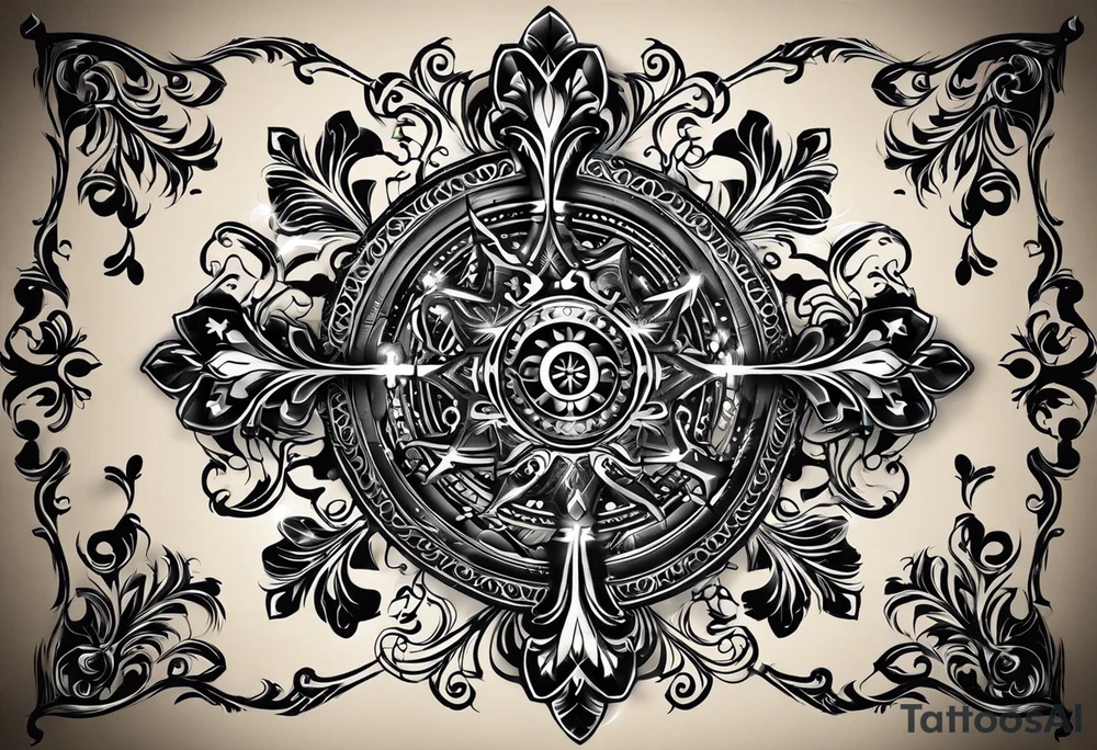 That sounds like a meaningful tattoo design! Here’s a description of how you can visualize it:

1. **Cross Design**: Start with a bold, detailed cross at the center of your design. You can choose between a traditional or a more artistic interpretation based on your style preference.

2. **Crown of Thorns**: Surround the cross with a crown of thorns that gently wraps around it. The thorns could have a natural look, intertwining with the cross to symbolize sacrifice and faith.

3. **Bible Verse**: Below the cross, you can have the text of 1 Corinthians 16:14: "Let all that you do be done in love." You might want to choose a flowing script font that fades gently downward from the midsection of the cross, emphasizing the themes of love and faith.

4. **Placement**: Ensure that the design fits well on your right shoulder and wraps towards the arm, making it a visually striking piece that flows with the natural curves of your body.

Make sure to consult with a professional tattoo artist who can help bring your vision to life, ensuring that it’s not only beautiful but also meaningful to you! tattoo idea