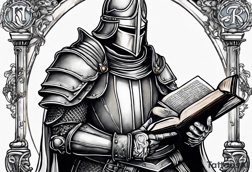 a knight holding the bible tattoo idea