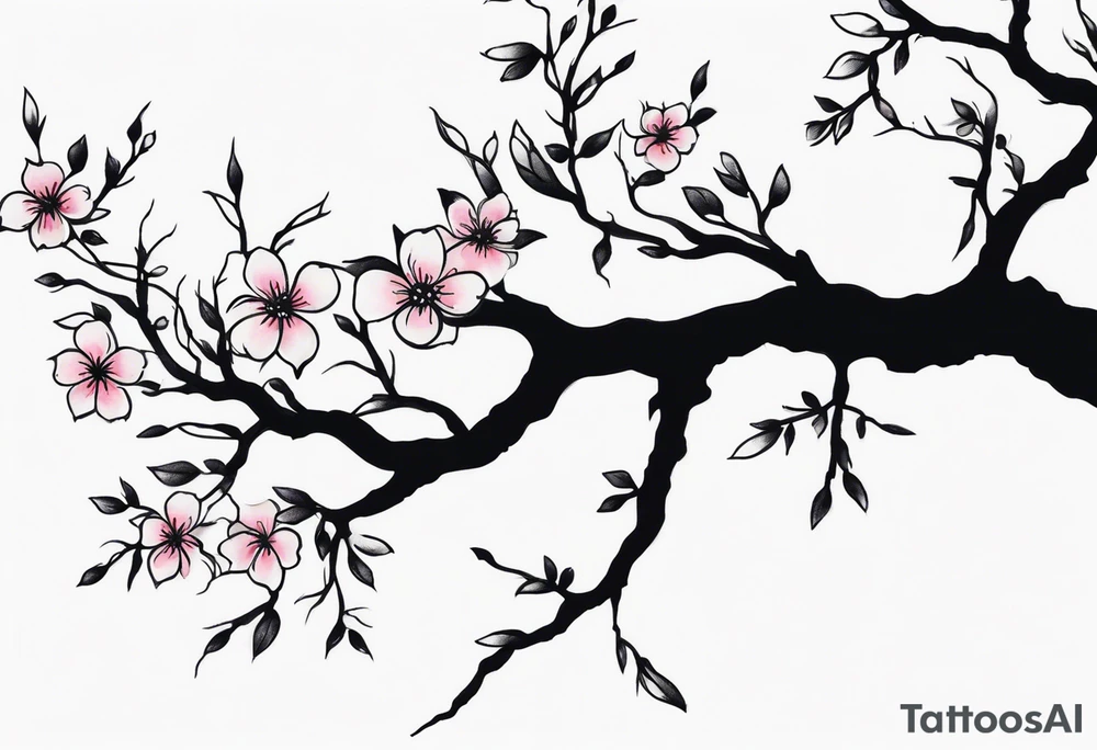 branch kinda like sakura 
 gothic vibes thin long area on forearm tattoo idea