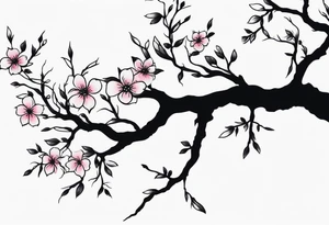 branch kinda like sakura 
 gothic vibes thin long area on forearm tattoo idea
