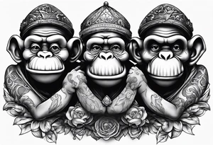 speak no evil see no evil hear no evil with disney characters tattoo idea