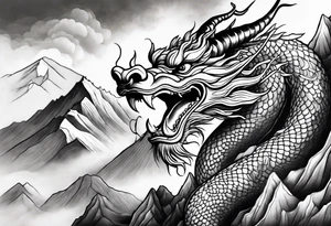 chinese dragon on a moutain tattoo idea