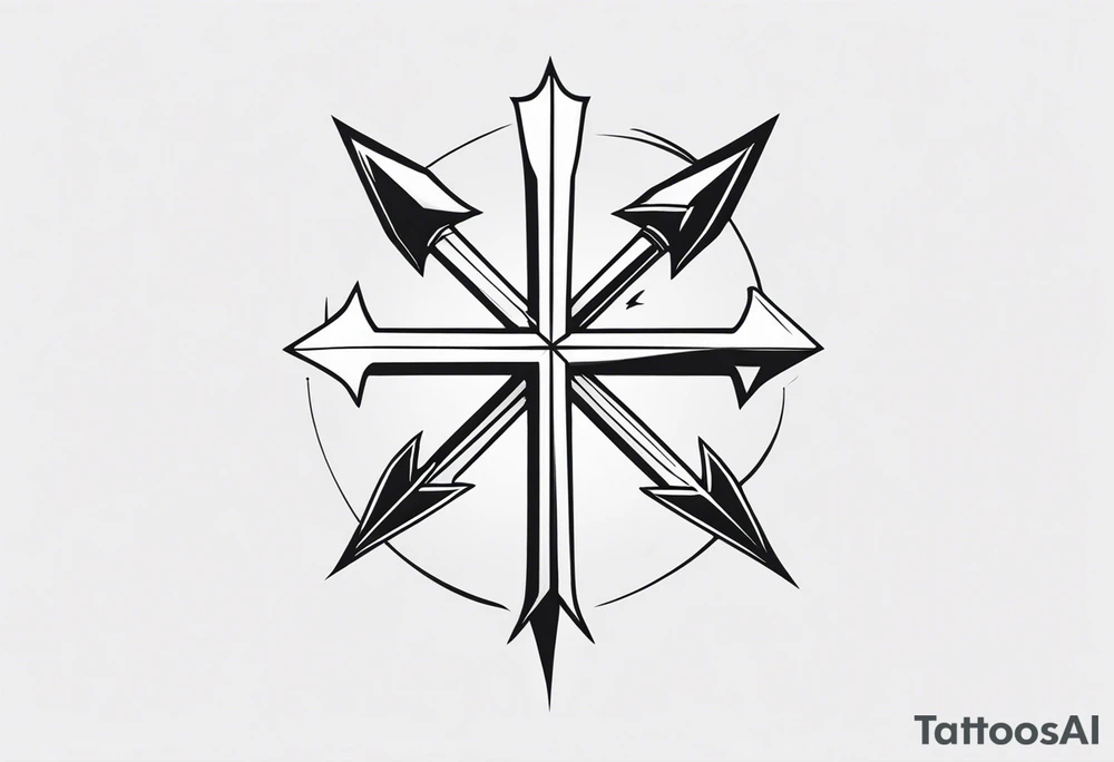 Picture of a cross with an arrow at the top of it tattoo idea