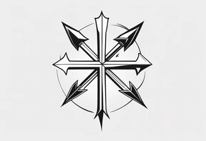 Picture of a cross with an arrow at the top of it tattoo idea