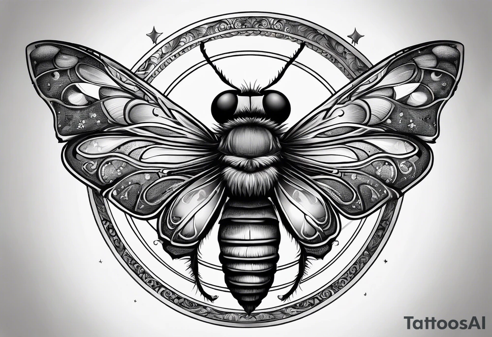 A fly top view and a crescent moon tattoo idea A fly top view and a crescent moon tattoo idea