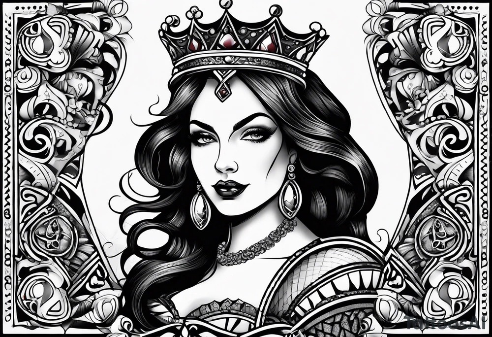 queen of hearts -on forearm - with text saying "queen starleen" tattoo idea