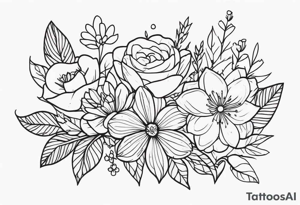 mexican fine line floral tattoo idea