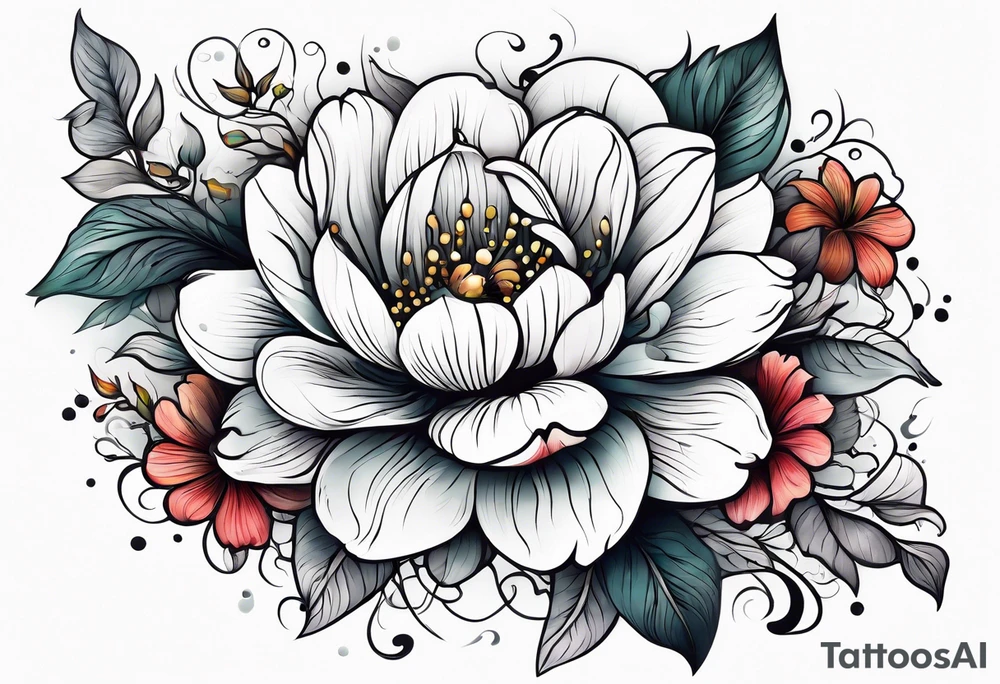 sea, flower tattoo idea