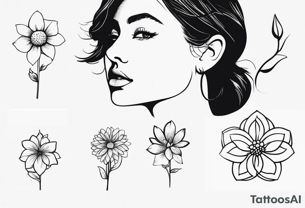 very small minimalist tattoo for female flower or landscape tattoo idea