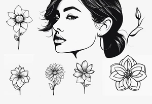 very small minimalist tattoo for female flower or landscape tattoo idea