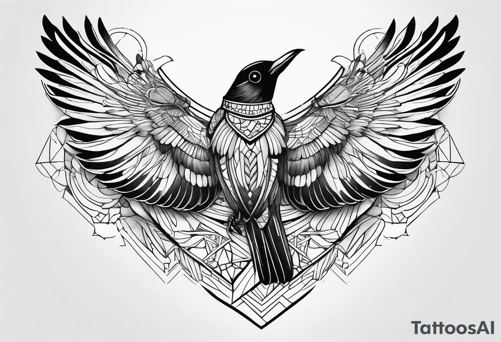 african, cultural, chest tattoo, include some bird wings as well tattoo idea
